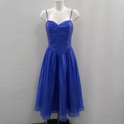 Hopfner Vintage Prom Dress UK 10-12 EU40 Royal Blue Women's RMF52-SM • £7.99