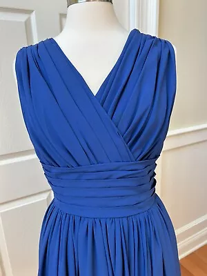 Vintage 50s Dress MISS ELLIETTE Of CALIFORNIA  Royal Blue Chiffon Dress S M • $99.95