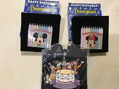 Disneyland Happy Birthday Cake FAB 5 + Birthday Candles Mickey & Minnie Pins New • $40