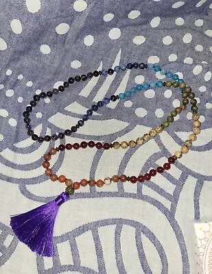 Natural 7 Chakra 108 Mala Prayer Beads Necklace • $21