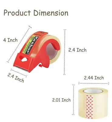 Heavy Duty Shipping Packaging Tape & Dispenser 2 In X 1200 In Ulrra Clear • $8.96