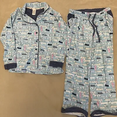 Munki Munki Dog Pajamas Womens Medium Blue Flannel Set Daschund • $29.99