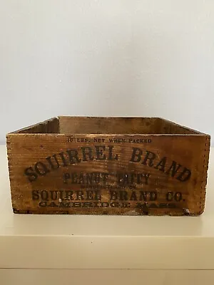 Antique Wooden Store Crate SQUIRREL BRAND PEANUT TAFFY Box Cambridge Mass • $55