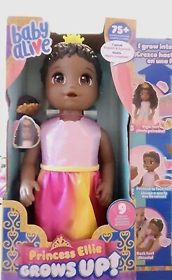 Baby Alive Princess Ellie Grows Up! Growing And Talking Baby Doll Black Hair New • $36
