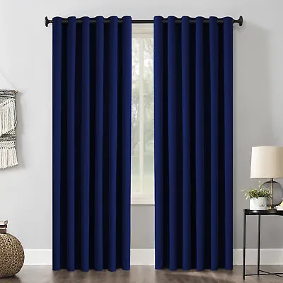 Thermal Blackout Curtains Ready Made Eyelet Ring Top Pair Curtain With Tie Backs • £25.99