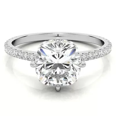 Engagement Diamond Ring Cushion Cut 18k White Gold 2 Carat IGI GIA Lab Created • £2512.72