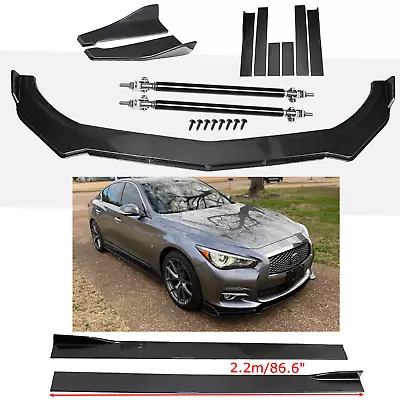 Carbon Fiber Front Bumper Lip Side Skirt Strut Rods For Infiniti G37 G35 Q50 Q60 • $149.99