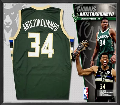 $995 • Buy GIANNIS Antetokounmpo Milwaukee Bucks Signed & Framed Jersey (Beckett BAS)