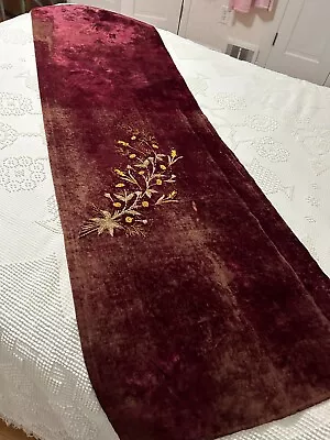 Antique Victorian Velvet Embroidered Runner Panel Piano Cover 21 X 70 • $49.99