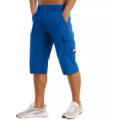 Mens Cargo Work Shorts Quick Drying 3/4 Length Casual Hiking Running Capri Pants • $30.38