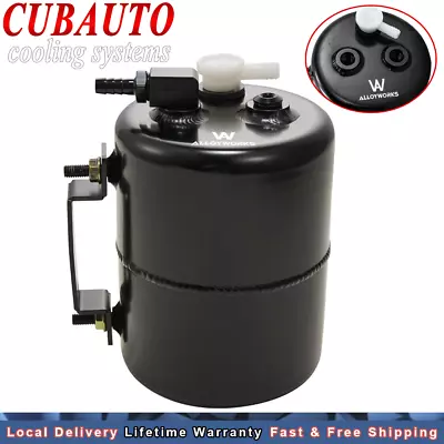 2L Alloy Aluminum Black Brake Vacuum Reservoir Tank Can W/ Mounts Fittings • $59