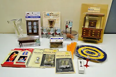 Vintage Dollhouse Miniatures Wooden  Furniture Set Lot Mini Gift Play Collectors • $64.99