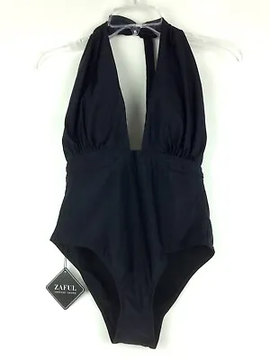 ZAFUL Forever Young Women’s One Piece Swimsuit Lined Stretch Padded Black Sz S • $7.99