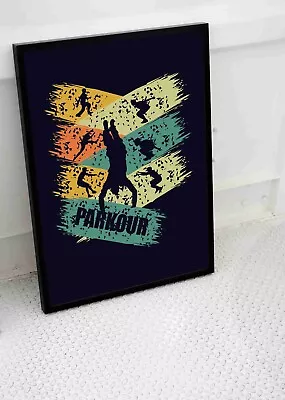 Parkour Jumper Poster Wall Art Abstract Extreme Sport Free Running Size -a3 A4 • £8.95