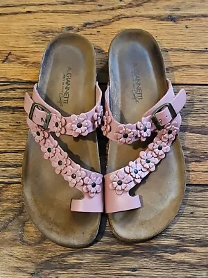 A Giannetti  Pink Leather Toe Sandals Italy Women's Size 7.5-8 • $18