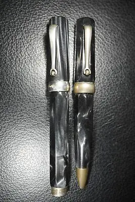 Montegrappa Fountain & Ballpoint Pen 1912 1055 VI Micra Charcoal Black Smoke • $449.99