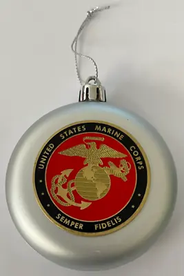 USMC United States Marine Corps 3  SILVER Ornament W 2  Emblem • $19.99