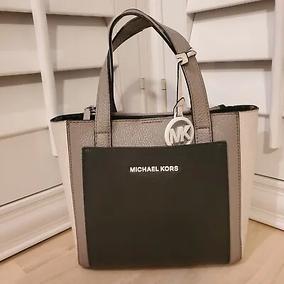 Michael Kors Small Gemma Color Block Grey Leather Crossbody Bag Pre-owned AS IS • $49.87