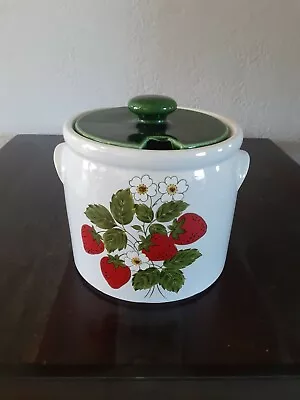 Vintage 1980 McCoy Pottery Strawberry Crock Pot 1424 With Lid No Ladle  • $12.99