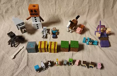 Minecraft Figures Animals Blocks 24 Piece Lot Mojang Jazwares 10 Minifigures • $23.95
