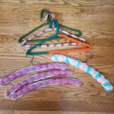Lot Of 7 Vintage Crocheted Hangers Closet Hanger Colorful • $14.95