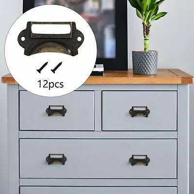 12x Metal Drawer Pulls Tag File Label Holder Cabinet Handles For Cupboard • $21.68