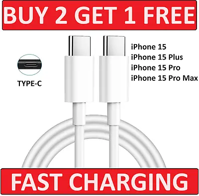Type C To Type C Cable USB C Fast Charger Lead Long For IPhone 15 Plus Pro Max • £3.49
