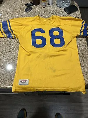 Vintage Rawlings #68 Football Jersey L Yellow USA Screen Rams? • $24.99