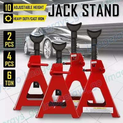 2/4X Jack Stands 6 Ton Car Adjustable Truck Ratchet Lift Hoist Heavy Duty Steel  • $98.92