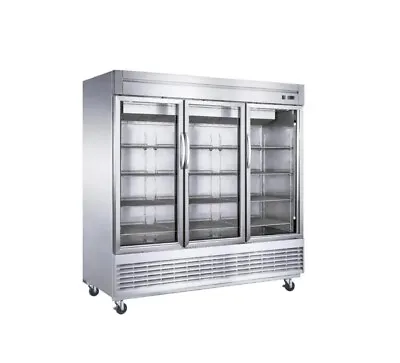 NEW 82  Commercial Merchandiser Refrigerator 3 Glass Door Stainless Steel NSF • $3602.90