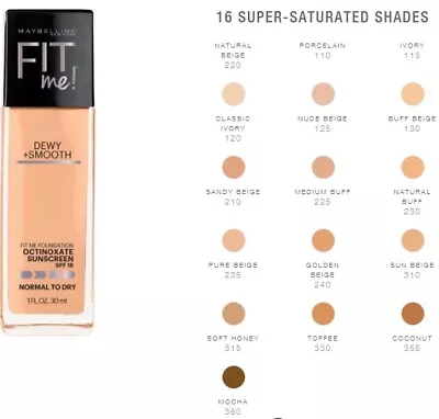 Maybelline DEWY & SMOOTH Fit Me! Liquid Foundation - Choose Your Shade New • $7.98