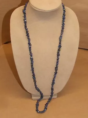 Vintage Genuine Polished Raw Lapis Lazuli Gemstone Nugget Necklace 34 1/2 Inches • $30