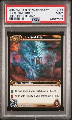 PSA 9 MINT Spectral Tiger #193 (Fires Of Outland) NON-LOOT Rare WoW TCG Card • $250