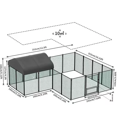 3-6M Walk In Chicken Coop Cage Chicken Run Hutch Hen House Enclosure Cover Gate • £139.96