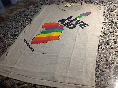 1985 Vintage LIVE AID T-shirt;gray Sleevelesssize S...USA Tour Sportwear • $400