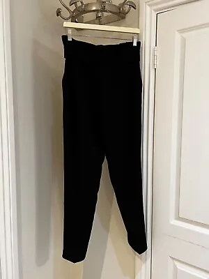Mango - Black High Waisted Belted Suit Trouser - Size 40 • £10