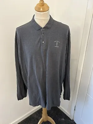 Hackett Mr Classic Grey L/S Polo Top Shirt 3XL XXXL Cotton Collared Logo 1 • £29.99