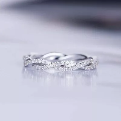 2Ct Lab Created Diamond Infinity Twisted Wedding Band Ring 14K White Gold Plated • $84.49