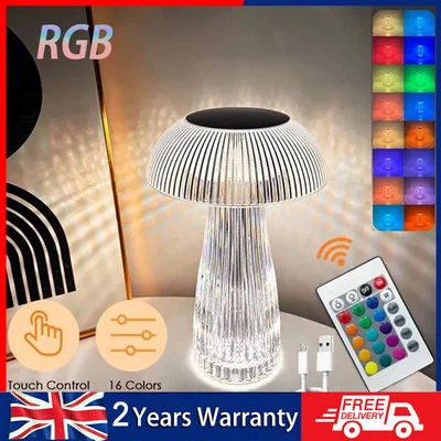 £10.99 • Buy LED Crystal Table Lamp Desk Mushroom Night Light Bar Night Light Touch Sensor UK