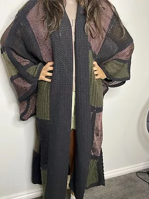 KIRRILY JOHNSTON - Copper Olive & Black Crochet Mesh Kimono Jacket - Free Size • $180