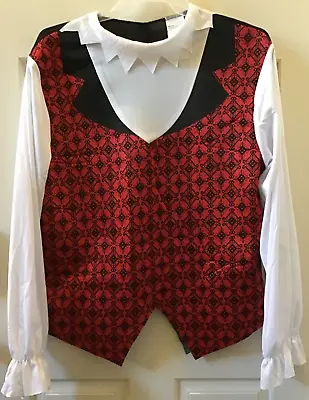 Men's Large 36/38 Vampire Halloween Costume Shirt Red Black White Long Sleeve • $12
