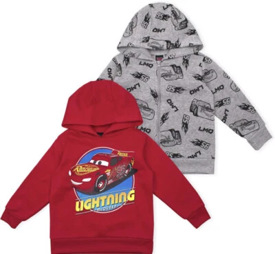 New Disney Cars Boys’ 2 Pack Hoodie For Toddler And Little Kids Red/Grey Size 6 • £24.06