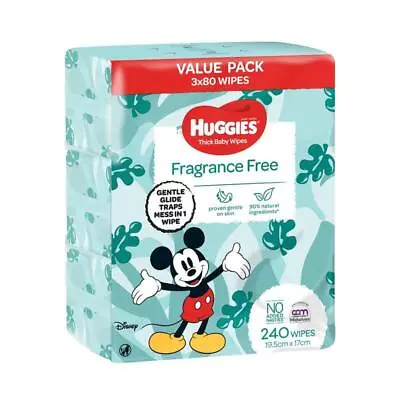 Huggies Fragrance Free 3x80 Wipes • $13.99