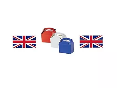 Kids Union Jack Mix ~ Red / White / Blue Carry Food Meal Picnic Parade Boxes • £6.39