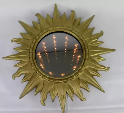 Vintage MCM Infinity Sun Mirror Mid Century Modern Gold Luxe Sunburst Star • $221.37
