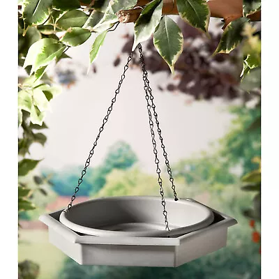 £13.99 • Buy 2 In 1 Bird Bath Spa & Feeder Water Garden Birds Feeding Hanging Station Grey