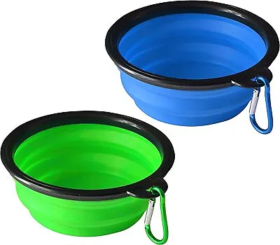 2pk Dog Bowl  Food Water Dish Collapsible Dog Bowl Pet Feeding Silicone Travel • £3.99