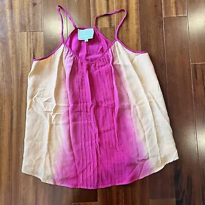 Madison Marcus Pink Orange Silk Blouse Top Sleeveless Tank Pleated Ombre Sz S • $29