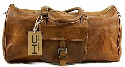 $42.28 • Buy Bag Luggage Leather Duffle Travel Men Gym Vintage Genuine Weekend Overnight New