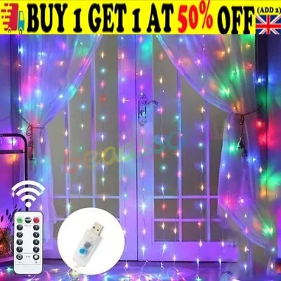 LED Fairy Lights String Curtain Window Light Christmas·Xmas Party Home·Decor· • £5.99